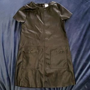 Faux leather girls dress